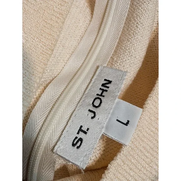 ST‎ JOHN Knit Mock Neck Long Sleeve Sweater Cream Size L - Picture 4 of 5